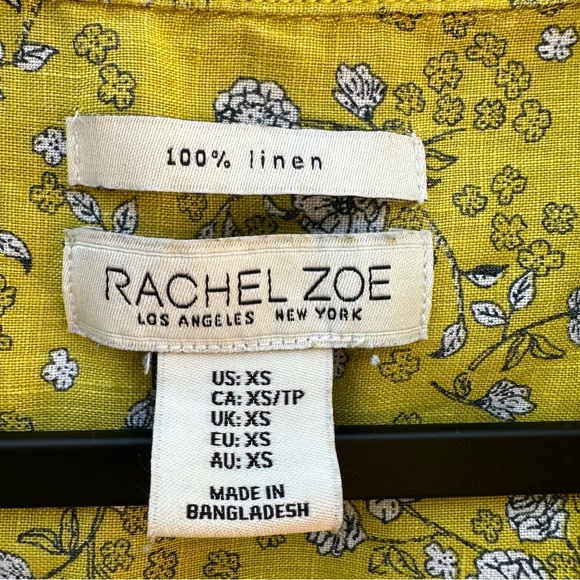 RACHEL ZOE Shirt Top Women XS Linen Button Down Boxy Floral Resort Lagenlook - Picture 7 of 8